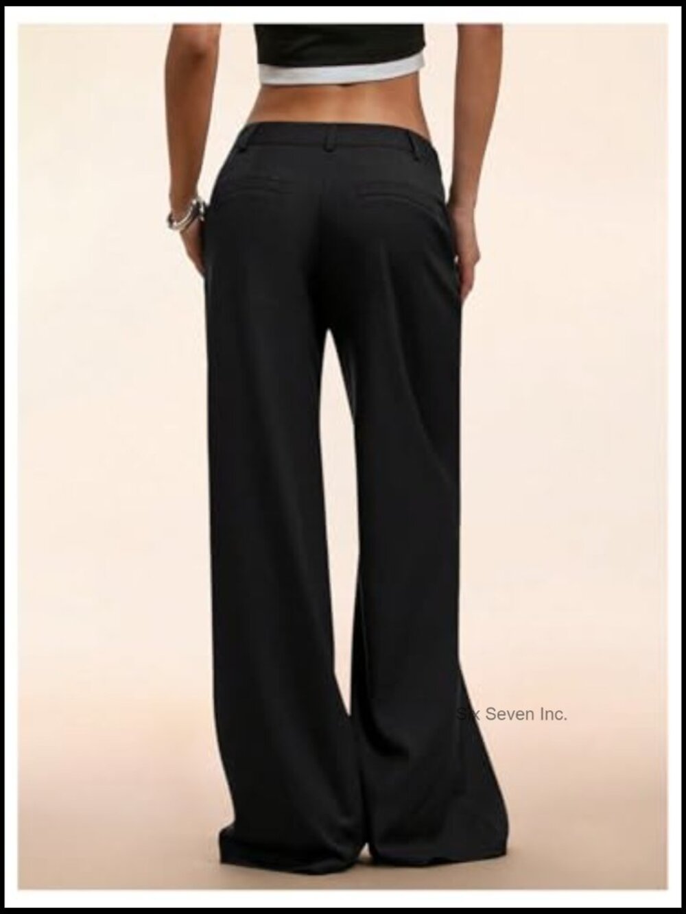 Low Rise Wide Leg Trousers Business Casual Work Dressy Slacks Pants - Picture 2 of 5